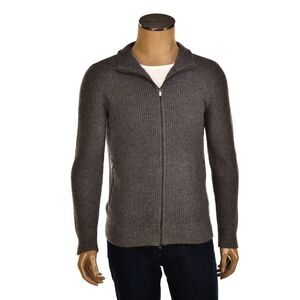Manrico Cashmere Mockneck Ribbed Zip-Up Sweater